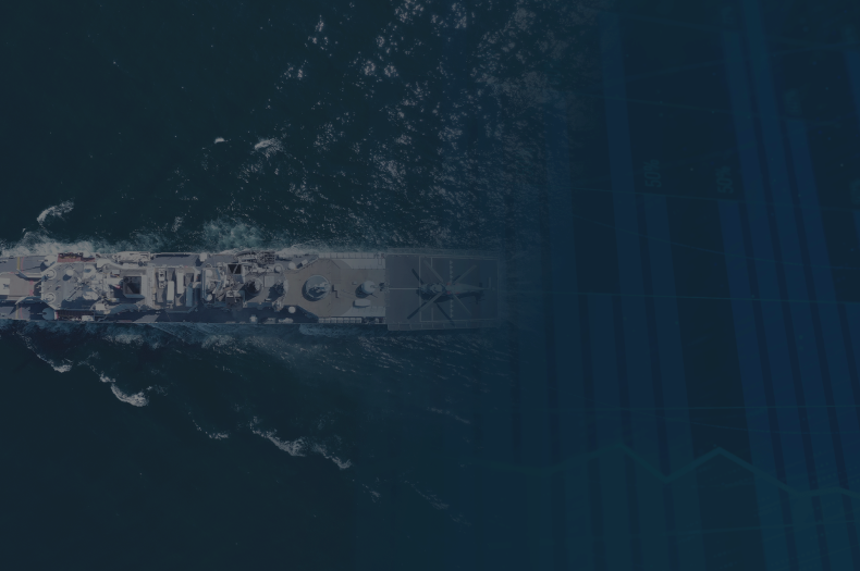 Military ship crossing the sea