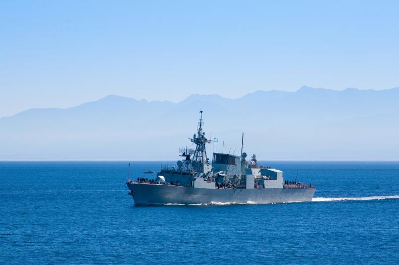 Canadian Navy destroyer near Esquimalt, Victoria, Vancouver Island, British Columbia