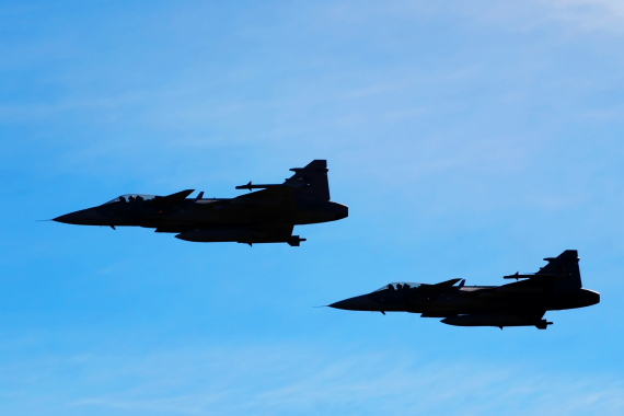 Two Gripen flight in the air