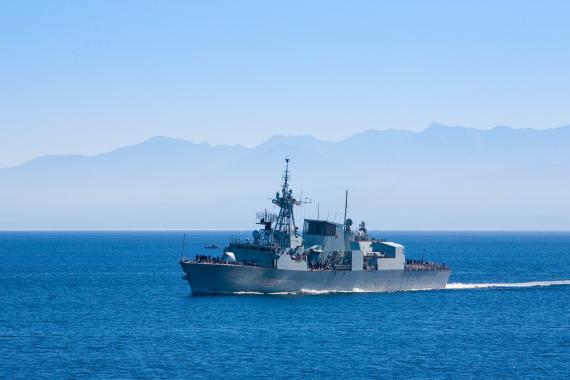 Canadian Navy destroyer near Esquimalt, Victoria, Vancouver Island, British Columbia