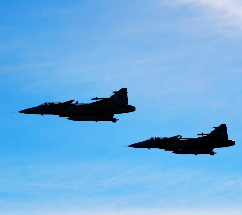 Two Gripen flight in the air