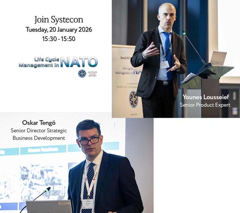 Systecon speakers, Oskar Tengö and Younes Lousseief at NATO LCM Conference