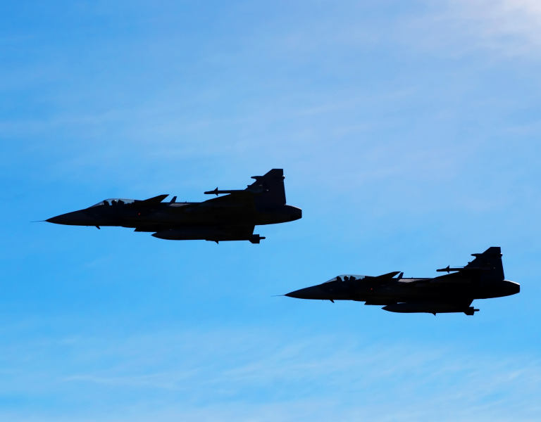 Two Gripen flight in the air