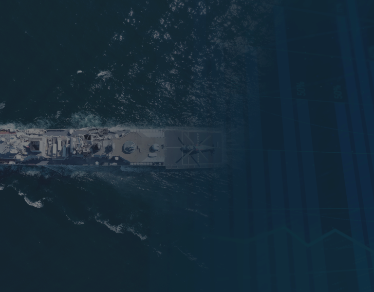 Military ship crossing the sea